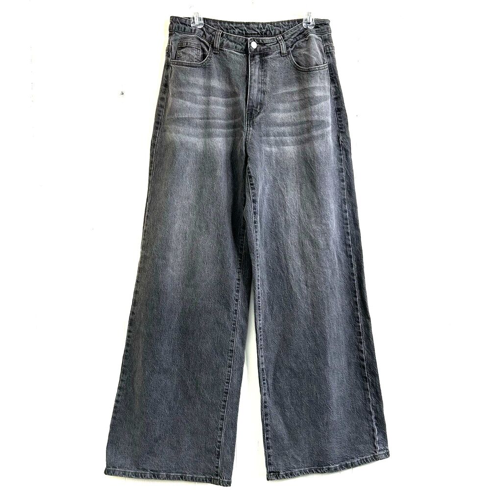 Misguided Women's Size 30 Straight Wide Leg Jeans Light Brown Y2K Grunge Skater.